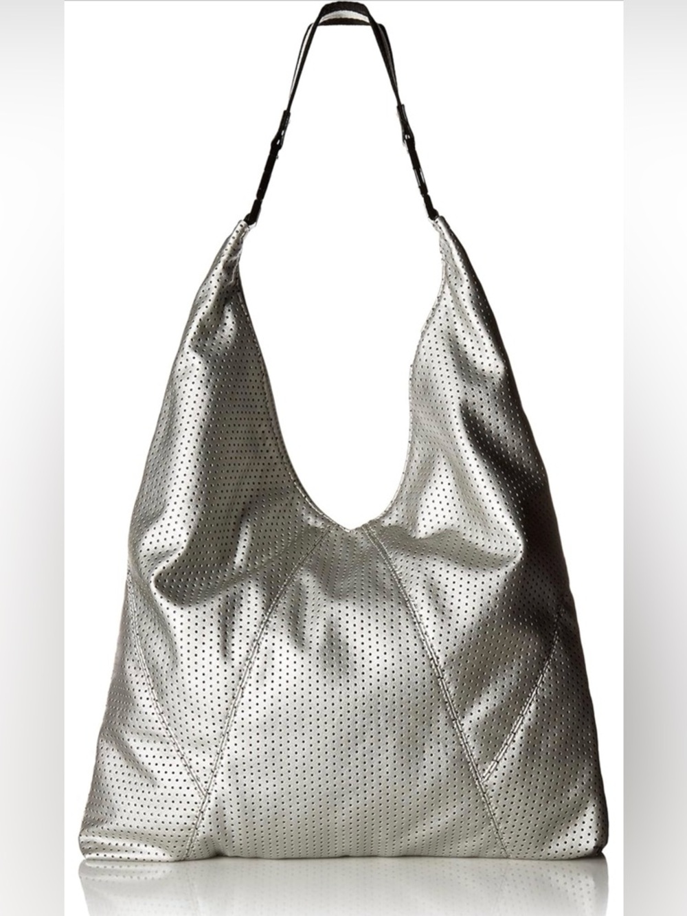Steve Madden Silver Perforated Slouchy Hobo Bag
